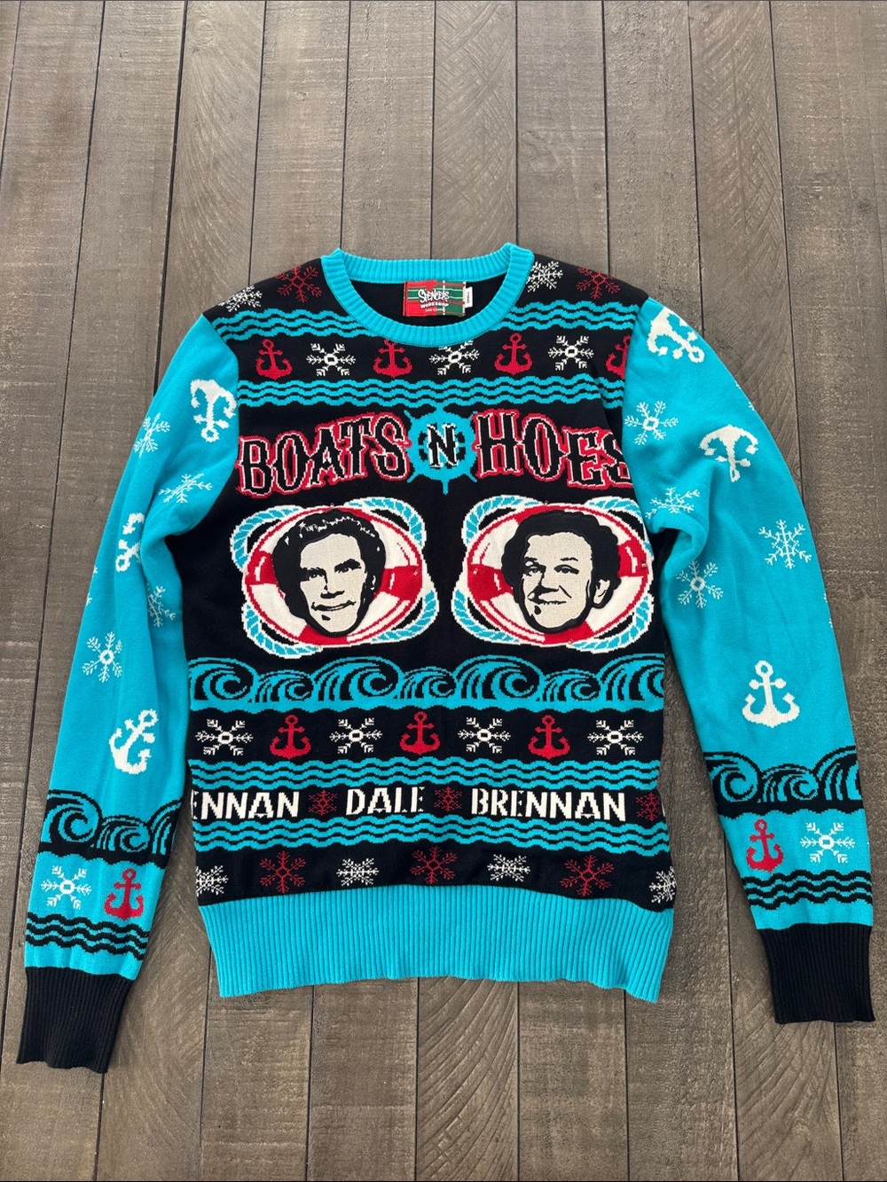 Spencer's Boats N' Hoes Crewneck Sweater - Turquoise & Black